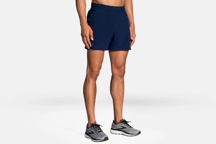 Brooks Men's Sherpa 5" 2-in-1 Bottoms Navy ( QNTJK9183 )